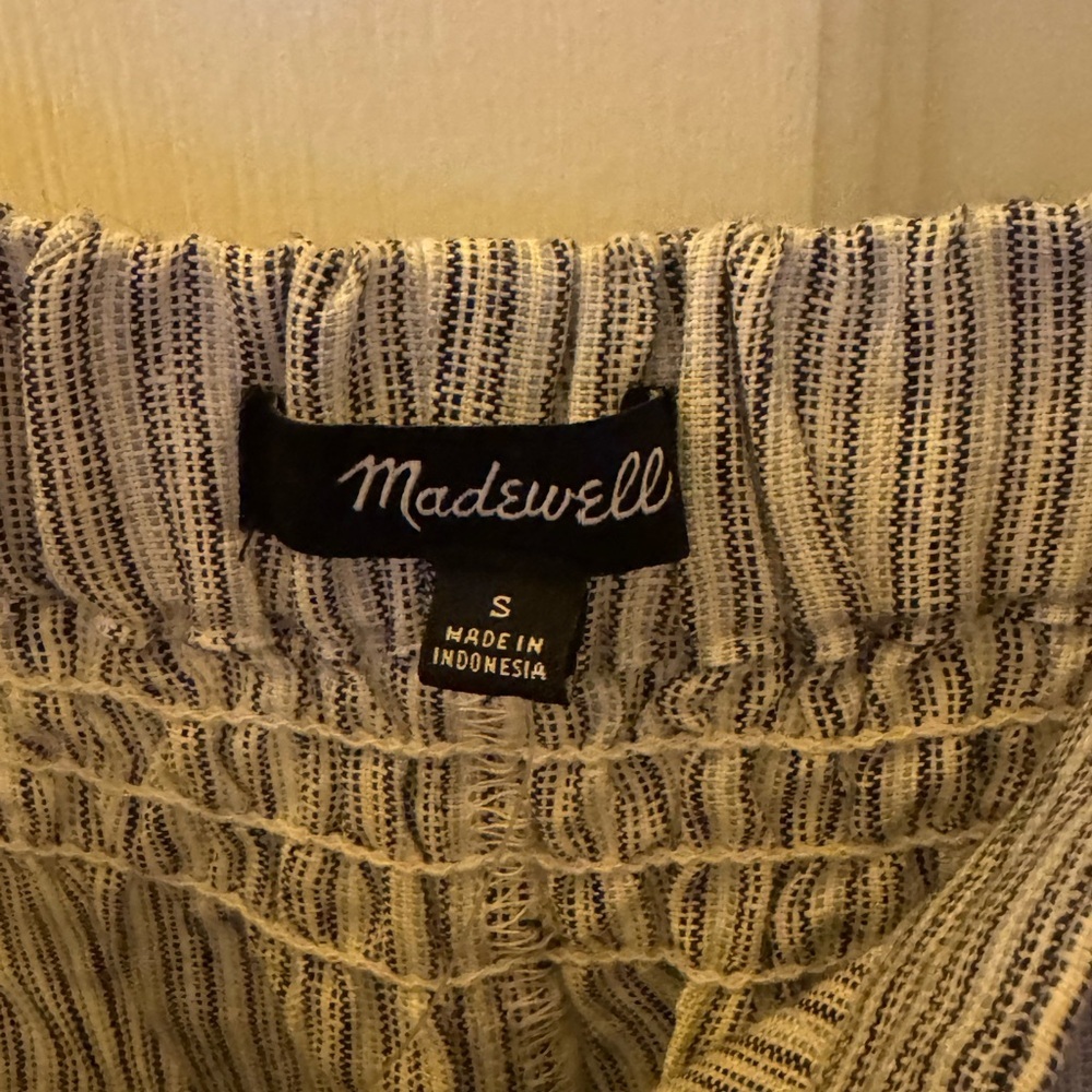 NWT Madewell blue/white pull-on barrel leg pants in 100% linen sz Small - Picture 7 of 10